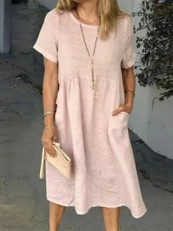 Women's Casual Dress Cotton Linen Dress Shift Dress Midi Dress Cotton Blend Basic Casual Daily Holiday Vacation Crew Neck Pocket Short Sleeve Summer Spring 2023 Loose Fit White Pink Blue Pure Color S 10 Women's Casual Dress Cotton Linen Dress Shift Dress Midi Dress Cotton Blend Basic Casual Daily Holiday Vacation Crew Neck Pocket Short Sleeve Summer Spring 2023 Loose Fit White Pink Blue Pure Color S -LIGHTINTHEBOX Shop ylnayj1657786379154