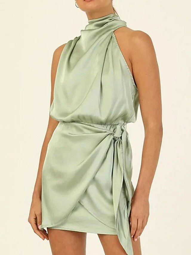 Women's Party Dress Homecoming Dress Cocktail Dress Mini Dress Black Champagne Light Green Sleeveless Pure Color Lace Up Spring Fall Winter Halter Neck Fashion Wedding Guest Birthday Vacation Loose 6 Women's Party Dress Homecoming Dress Cocktail Dress Mini Dress Black Champagne Light Green Sleeveless Pure Color Lace Up Spring Fall Winter Halter Neck Fashion Wedding Guest Birthday Vacation Loose - Image 4