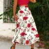 Women's Blouse Skirt Sets Boho Streetwear Sexy Pink Red Cocktail Party Date Vacation Floral Print Maxi Skirt S M L XL Butterfly Sleeve -LIGHTINTHEBOX Shop ymdulg1648203523906