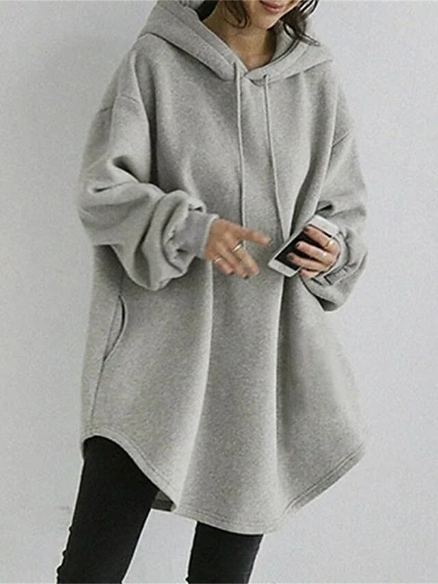 Women's Casual Dress Hoodie Dress Winter Dress Mini Dress Ruched Outdoor Street Daily Fashion Streetwear Hooded Long Sleeve 2023 Loose Fit Black Royal Blue Gray Color S M L XL XXL Size 6 Women's Casual Dress Hoodie Dress Winter Dress Mini Dress Ruched Outdoor Street Daily Fashion Streetwear Hooded Long Sleeve 2023 Loose Fit Black Royal Blue Gray Color S M L XL XXL Size - Image 4