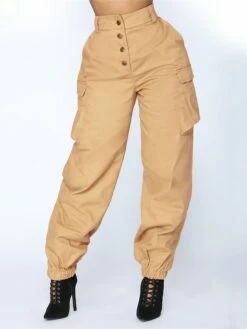 Women's Cargo Pants Chinos Pants Trousers Full Length Micro-elastic High Waist Fashion Streetwear Street Daily Army Green Black S M Fall Winter