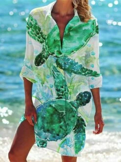 Women's Shirt Dress Casual Dress Shift Dress Mini Dress Outdoor Daily Date Polyester Fashion Classic Shirt Collar Pocket Print Half Sleeve Summer Spring 2023 Loose Fit ArmyGreen White Navy Blue Animal -LIGHTINTHEBOX Shop yodqic1677739841667