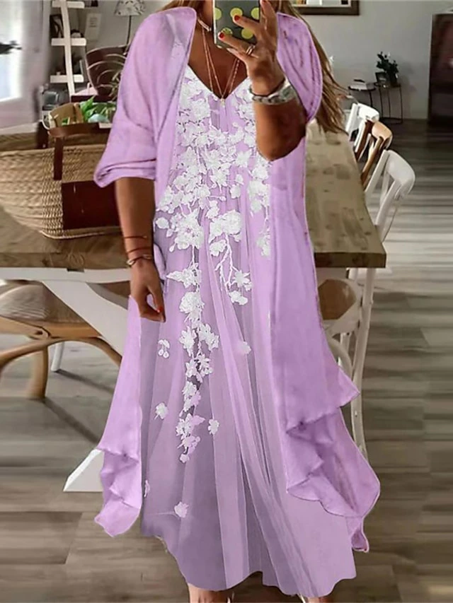 Women‘s Plus Size Curve Casual Dress Floral V Neck Print 3/4 Length Sleeve Fall Spring Vintage Casual Maxi Long Dress Daily Vacation Dress 6 Women‘s Plus Size Curve Casual Dress Floral V Neck Print 3/4 Length Sleeve Fall Spring Vintage Casual Maxi Long Dress Daily Vacation Dress - Image 4