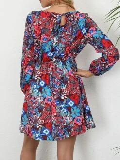 Women's Work Dress A Line Dress Fashion Mini Dress Print Crew Neck Long Sleeve Floral Loose Fit Red Blue Orange Fall S M L XL XXL -LIGHTINTHEBOX Shop ypfllw1693300586728