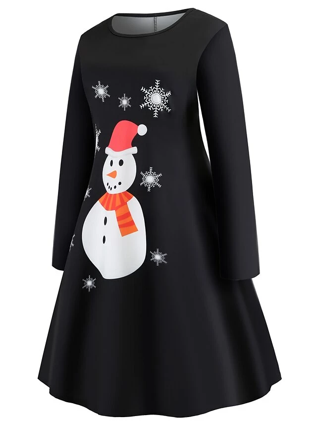 Women‘s Christmas Work Dress Casual Dress Sheath Dress Fashion Winter Dress Daily Midi Dress Cut Out Print Crew Neck Long Sleeve Elk Snowman Regular Fit Black White Red Fall Winter S M L XL XXL 7 Women‘s Christmas Work Dress Casual Dress Sheath Dress Fashion Winter Dress Daily Midi Dress Cut Out Print Crew Neck Long Sleeve Elk Snowman Regular Fit Black White Red Fall Winter S M L XL XXL - Image 5