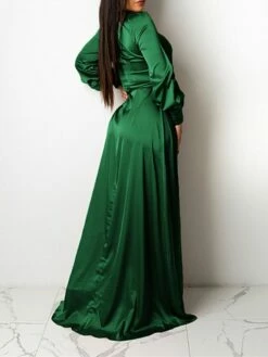 Women‘s Wedding Guest Dress Party Dress Satin Dress Sheath Dress Swing Dress Long Dress Maxi Dress Black Yellow Pink Long Sleeve Pure Color Lace Up Winter Fall Spring V Neck Mature Winter Dress 2023 -LIGHTINTHEBOX Shop yqdvkl1643182440687