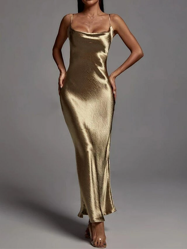 Women‘s Christmas Prom Dress Party Dress Satin Dress Long Dress Maxi Dress Red Gold Sleeveless Pure Color Backless Spring Fall Winter Spaghetti Strap Fashion Birthday Evening Party Wedding Guest 8 Women‘s Christmas Prom Dress Party Dress Satin Dress Long Dress Maxi Dress Red Gold Sleeveless Pure Color Backless Spring Fall Winter Spaghetti Strap Fashion Birthday Evening Party Wedding Guest - Image 6