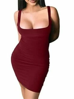 Women's Bodycon Sheath Dress Short Mini Dress White Black Blue Yellow Wine Army Green Orange Red Sleeveless Pure Color Knit Spring Summer Crew Neck Party Personalized Sexy Party 2022 S M L XL