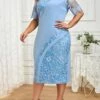 Women‘s Plus Size Curve Work Dress Lace Dress Sheath Dress Fashion Midi Dress Lace Patchwork Crew Neck Half Sleeve Plain Regular Fit Light Yellow Pink Light Blue Summer Spring L XL XXL 3XL 4XL -LIGHTINTHEBOX Shop yqskwb1691041733330
