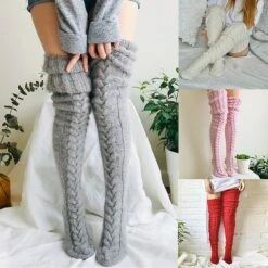 Unisex Pantyhose Thigh-High Crimping Socks Winter Tights Thermal Warm High Elasticity Warm Ups Winter Black Pink Wine One-Size