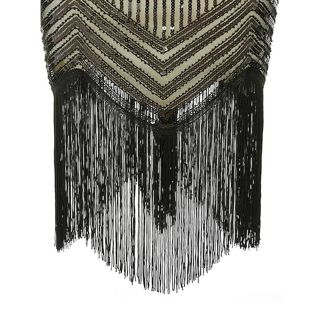 Women's Retro 1920s Fringe Dress Midi Dress Party Halloween Sequins Tassel Fringe Geometric Spaghetti Strap Sleeveless Regular Fit Spring Fall 2023 Silver Black S M L XL 16 Women's Retro 1920s Fringe Dress Midi Dress Party Halloween Sequins Tassel Fringe Geometric Spaghetti Strap Sleeveless Regular Fit Spring Fall 2023 Silver Black S M L XL - Image 14