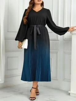 Women's Plus Size Curve Party Dress Casual Dress Sheath Dress Gradient Midi Dress Long Sleeve Lace Up Pleated V Neck Fashion Party Deep Blue Fall Winter XL XXL 3XL 4XL 12 Women's Plus Size Curve Party Dress Casual Dress Sheath Dress Gradient Midi Dress Long Sleeve Lace Up Pleated V Neck Fashion Party Deep Blue Fall Winter XL XXL 3XL 4XL -LIGHTINTHEBOX Shop ysqtmj1694594742458