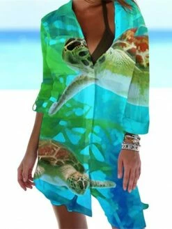 Women's Shirt Dress Casual Dress Shift Dress Mini Dress Outdoor Daily Date Polyester Fashion Classic Shirt Collar Pocket Print Half Sleeve Summer Spring 2023 Loose Fit ArmyGreen White Navy Blue Animal -LIGHTINTHEBOX Shop yufezt1677739842710