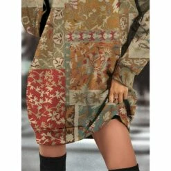 Women's Casual Dress Sweatshirt Dress Winter Dress Floral Geometric Pocket Print Crew Neck Mini Dress Fashion Streetwear Outdoor Daily Long Sleeve Loose Fit Dark Brown Green Khaki Fall Winter S M L -LIGHTINTHEBOX Shop yvnzvi1695637001408