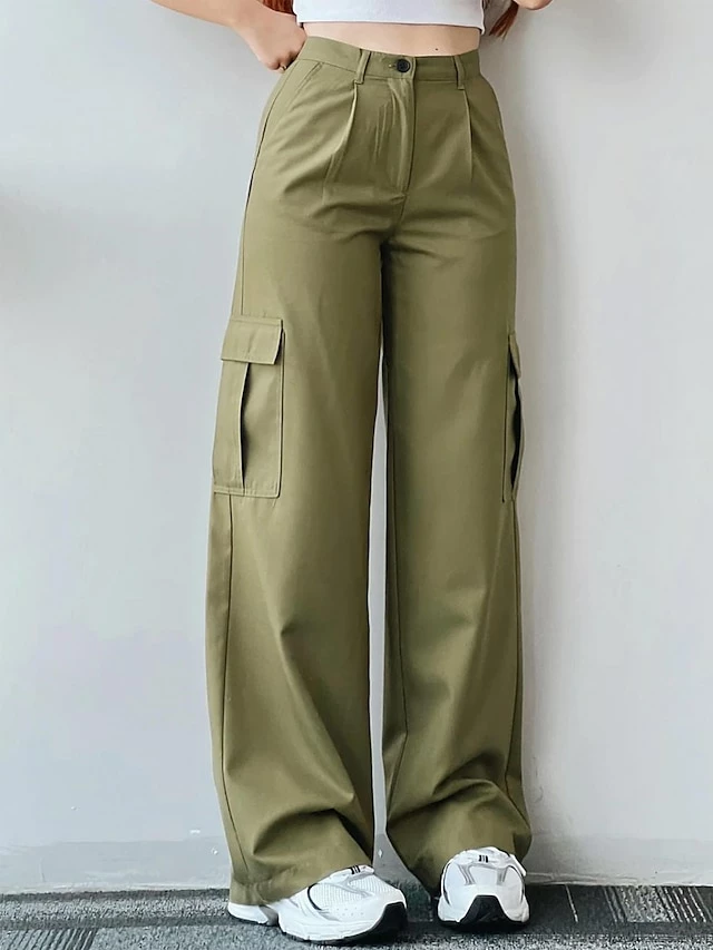 Women‘s Cargo Khaki Parachute Pants Chinos Trousers Full Length Cotton Micro-elastic Mid Waist Fashion Streetwear Street Daily Apricot Pink ArmyGreen S M Fall Winter 9 Women‘s Cargo Khaki Parachute Pants Chinos Trousers Full Length Cotton Micro-elastic Mid Waist Fashion Streetwear Street Daily Apricot Pink ArmyGreen S M Fall Winter - Image 7