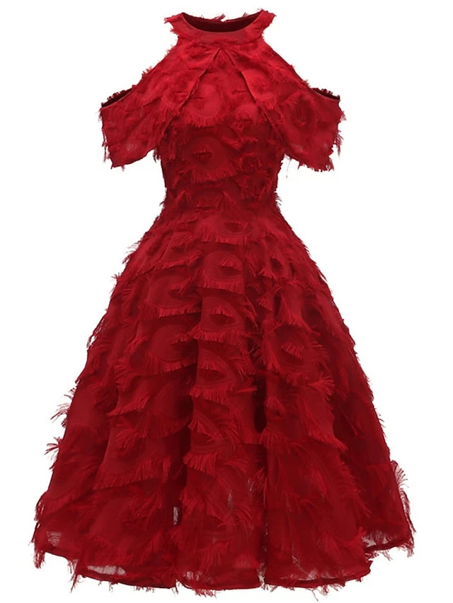 Women's Party Dress Fringe Dress Lace Dress Midi Dress White Wine Short Sleeve Pure Color Tassel Fringe Spring Fall Winter Strapless Fashion Winter Dress Wedding Guest Vacation 2023 S M L XL XXL 3 Women's Party Dress Fringe Dress Lace Dress Midi Dress White Wine Short Sleeve Pure Color Tassel Fringe Spring Fall Winter Strapless Fashion Winter Dress Wedding Guest Vacation 2023 S M L XL XXL