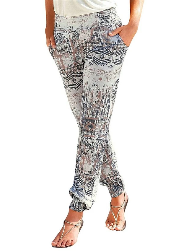 Women's Joggers Chinos Pants Trousers Cotton Gray High Waist Fashion Casual Daily Wear Vacation Beach Pocket Full Length Comfort Floral S M L XL 2XL 4 Women's Joggers Chinos Pants Trousers Cotton Gray High Waist Fashion Casual Daily Wear Vacation Beach Pocket Full Length Comfort Floral S M L XL 2XL - Image 2