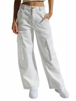 Women‘s Jeans Cargo Khaki Pants Full Length Cotton Pocket Micro-elastic Low Rise Streetwear Simple Outdoor Vacation Grey Black S M Summer Spring -LIGHTINTHEBOX Shop yyrxtc1689752287573