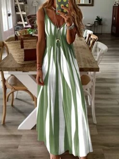 Women's Casual Dress Summer Dress Slip Dress Color Block Print V Neck Long Dress Maxi Dress Active Fashion Outdoor Holiday Sleeveless Regular Fit Black Light Green Pink Summer S M L XL XXL -LIGHTINTHEBOX Shop yzrdzf1686626840934