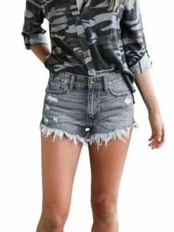 Women's Jeans Shorts Denim Navy Blue Grey Mid Waist Fashion Casual Weekend Tassel Fringe Side Pockets Micro-elastic Short Comfort Plain S M L XL 2XL / Cut Out 14 Women's Jeans Shorts Denim Navy Blue Grey Mid Waist Fashion Casual Weekend Tassel Fringe Side Pockets Micro-elastic Short Comfort Plain S M L XL 2XL / Cut Out -LIGHTINTHEBOX Shop zafxem1658990384469