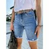 Women's Jeans Distressed Jeans Denim Blue Mid Waist Fashion Casual Weekend Tassel Fringe Side Pockets Micro-elastic Knee Length Comfort Plain S M L XL XXL -LIGHTINTHEBOX Shop zatilr1697798559941