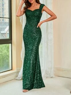 Women's Bodycon Sheath Dress Maxi Long Dress Green Sleeveless Pure Color Sequins Spring Summer V Neck Stylish Hot Sexy Party 2022 XS S M L XL XXL / Party Dress / Sequin Dress -LIGHTINTHEBOX Shop zbcazf1656583541542