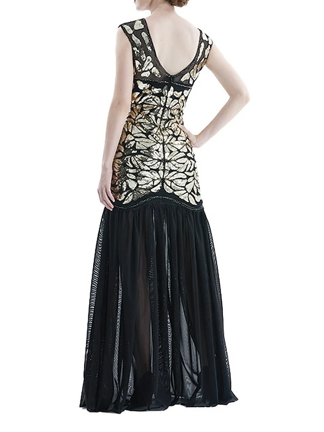 Women's Retro 1920s Sequin Dress Long Dress Maxi Dress Party Halloween Sequins Ruffle Leaf Crewneck Sleeveless Regular Fit Spring Fall 2023 Black Red S M L XL 5 Women's Retro 1920s Sequin Dress Long Dress Maxi Dress Party Halloween Sequins Ruffle Leaf Crewneck Sleeveless Regular Fit Spring Fall 2023 Black Red S M L XL - Image 3