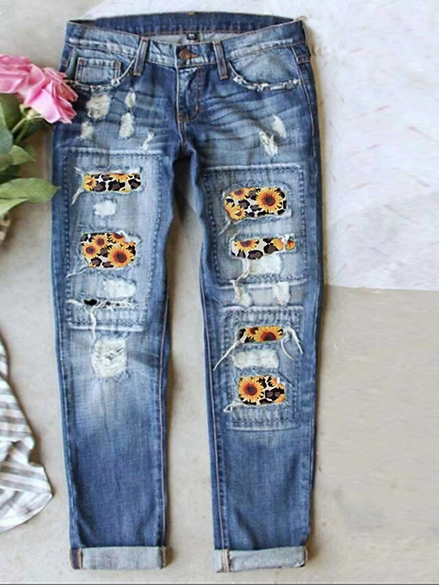 Women's Jeans Full Length Denim Medium Waist Fashion Trousers Daily Wear Casual Daily Deep Green Deep Pink S M Spring, Fall, Winter, Summer 5 Women's Jeans Full Length Denim Medium Waist Fashion Trousers Daily Wear Casual Daily Deep Green Deep Pink S M Spring, Fall, Winter, Summer - Image 3