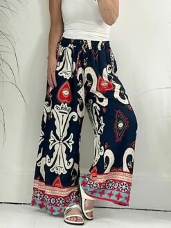 Women's Wide Leg Pants Trousers Baggy Full Length Pocket Baggy Micro-elastic Mid Waist Fashion Streetwear Street Daily Black Blue S M Summer Fall -LIGHTINTHEBOX Shop zdkfhx1691979422682