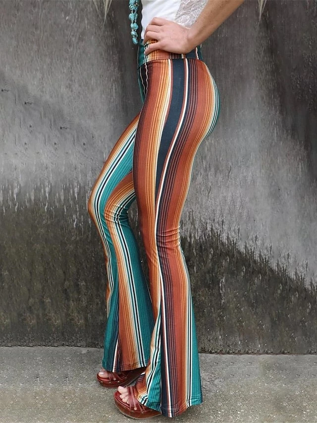 Women's Slim Tights Pants Trousers Leggings Green High Waist Fashion Streetwear Casual Street Causal Daily High Cut High Elasticity Full Length Breathability Striped S M L XL 2XL 6 Women's Slim Tights Pants Trousers Leggings Green High Waist Fashion Streetwear Casual Street Causal Daily High Cut High Elasticity Full Length Breathability Striped S M L XL 2XL - Image 4