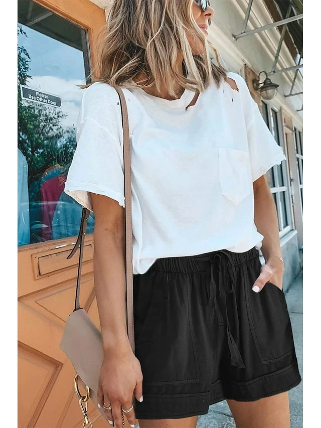 Women's Basic Essential Casual Shorts Wide Leg Baggy Pocket Short Daily Holiday Micro-elastic Simple Cotton Blend Lightweight Outdoor Mid Waist Light Blue Wine Red Pink ArmyGreen Orange & Red 17 Women's Basic Essential Casual Shorts Wide Leg Baggy Pocket Short Daily Holiday Micro-elastic Simple Cotton Blend Lightweight Outdoor Mid Waist Light Blue Wine Red Pink ArmyGreen Orange & Red - Image 15