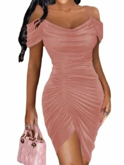 Women's Party Dress Velvet Dress Homecoming Dress Mini Dress Black Pink Wine Short Sleeve Pure Color Ruched Summer Spring Spaghetti Strap Fashion Party Wedding Guest Spring Dress 2023 S M L XL XXL 3XL -LIGHTINTHEBOX Shop zfrkek1651228497300