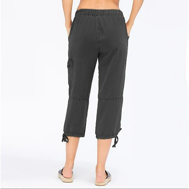 Women's Cargo Pants Cropped Pants Calf-Length Cotton Blend Micro-elastic Fashion Casual Daily Dark Grey S M 5 Women's Cargo Pants Cropped Pants Calf-Length Cotton Blend Micro-elastic Fashion Casual Daily Dark Grey S M - Image 3