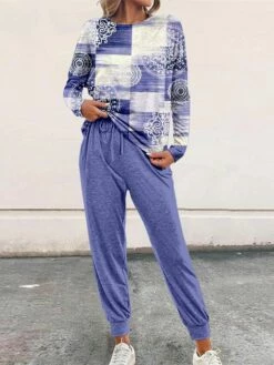 Women's Sweatshirt Tracksuit Pants Sets Pink Blue Purple Graphic Drawstring Print Long Sleeve Outdoor Casual Active Daily Round Neck Regular Fit Spring &Fall -LIGHTINTHEBOX Shop zhewee1696659189523