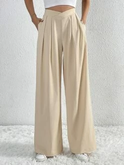Women's Wide Leg Pants Trousers Full Length Vacation Fashion Outdoor Street Apricot S M Fall Winter