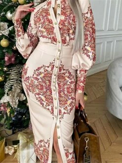 Women's Shirt Dress Casual Dress Bodycon Midi Dress Outdoor Office Daily Polyester Fashion Romantic Stand Collar Button Print Long Sleeve Summer Spring Fall 2023 Slim Blue Khaki Floral S M L XL 2XL -LIGHTINTHEBOX Shop zilyvx1689227627704