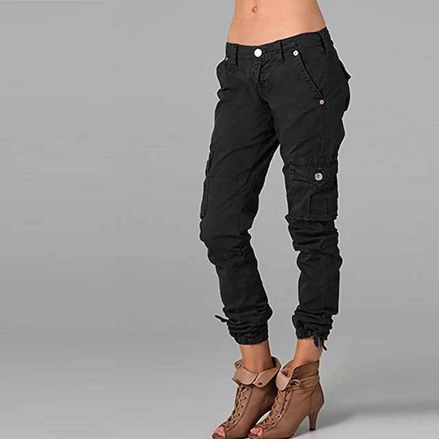 Women's Cargo Pants Slacks Pants Trousers Ankle-Length Pocket Mid Waist Chic & Modern Casual / Sporty Sports Weekend ArmyGreen Black S M Summer Spring &Fall 3 Women's Cargo Pants Slacks Pants Trousers Ankle-Length Pocket Mid Waist Chic & Modern Casual / Sporty Sports Weekend ArmyGreen Black S M Summer Spring &Fall