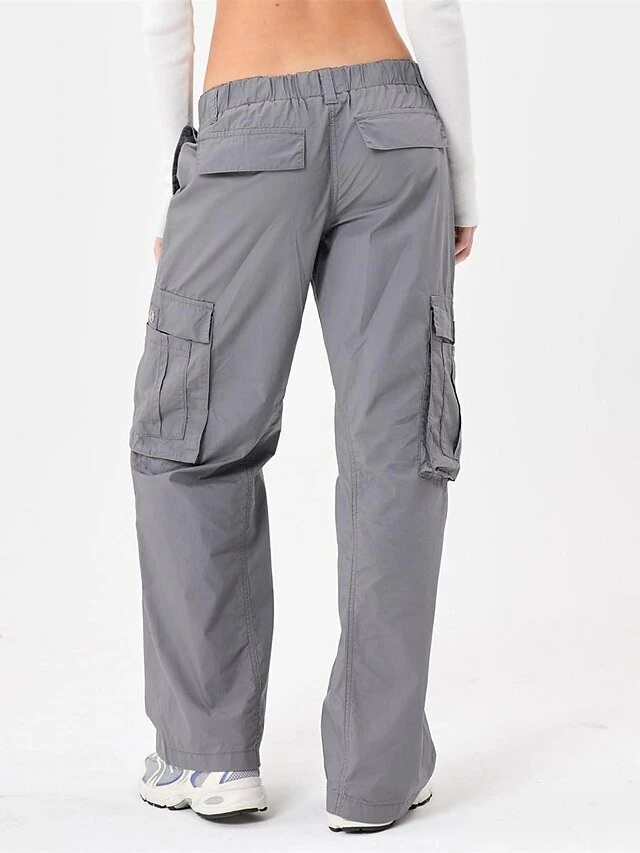 Women‘s Cargo Parachute Khaki Pants Baggy Full Length Pocket Micro-elastic Low Waist Fashion Streetwear Street Daily Rice White Grey S M Summer Fall 4 Women‘s Cargo Parachute Khaki Pants Baggy Full Length Pocket Micro-elastic Low Waist Fashion Streetwear Street Daily Rice White Grey S M Summer Fall - Image 2