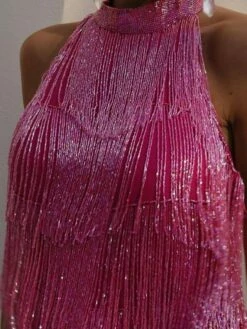 Women's Party Dress Fringe Dress Wedding Guest Dress Mini Dress Aqua Blue Pink Purple Sleeveless Pure Color Tassel Fringe Summer Spring Fall Halter Neck Party Vacation Summer Dress 2023 S M L XL -LIGHTINTHEBOX Shop zkpouu1684293745803