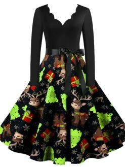 Women's Christmas Retro 1950s Vintage Dress Midi Dress Party Ruched Bow Fruit V Neck Long Sleeve Regular Fit Fall Winter 2023 Deep Green Black S M L XL 41 Women's Christmas Retro 1950s Vintage Dress Midi Dress Party Ruched Bow Fruit V Neck Long Sleeve Regular Fit Fall Winter 2023 Deep Green Black S M L XL -LIGHTINTHEBOX Shop zlnjkc1695363829665