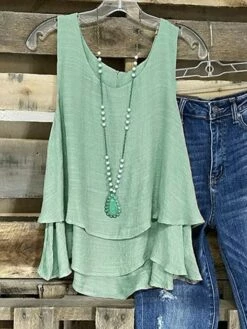 Women's Plus Size Tank Top Black Blue Purple Plain Layered Sleeveless Casual Basic U Neck Regular Fit -LIGHTINTHEBOX Shop zmdcsf1680091274744