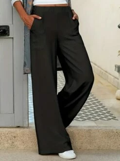 Women's Wide Leg Pants Trousers Full Length Fashion Streetwear Street Daily Navy-blue Light Gray S M Fall Winter -LIGHTINTHEBOX Shop znathg1695025411059