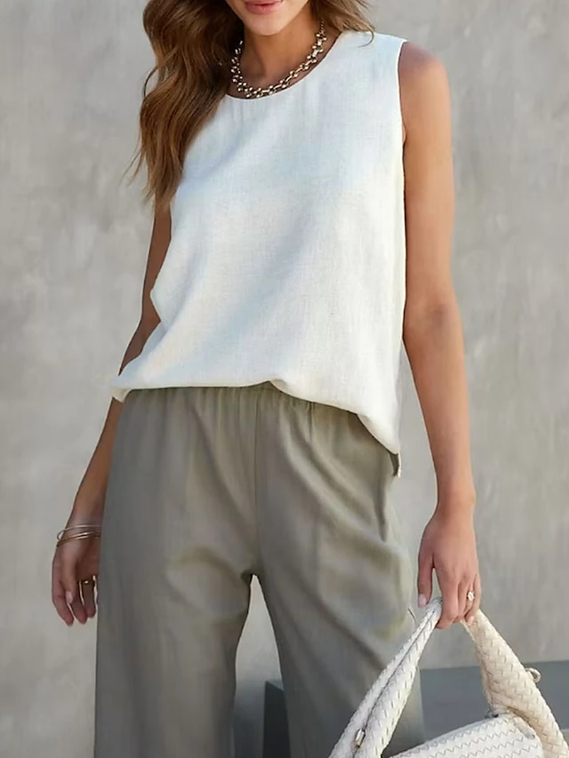 Women's Tank Top Cotton Black White Plain Sleeveless Casual Basic Round Neck Regular Fit 3 Women's Tank Top Cotton Black White Plain Sleeveless Casual Basic Round Neck Regular Fit