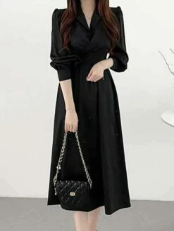 Women's Work Dress Semi Formal Dress A Line Dress Fashion Office Daily Workfashion Midi Dress Ruched Button Shirt Collar Long Sleeve Plain Loose Fit Black Army Green Gray Fall Winter S M L XL 14 Women's Work Dress Semi Formal Dress A Line Dress Fashion Office Daily Workfashion Midi Dress Ruched Button Shirt Collar Long Sleeve Plain Loose Fit Black Army Green Gray Fall Winter S M L XL -LIGHTINTHEBOX Shop znufql1695805366390