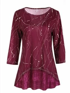 Women's Blouse Wine Blue Purple Graphic Print 3/4 Length Sleeve Daily Going Out Weekend Casual Crew Neck Regular Fit Fall Winter 34 Women's Blouse Wine Blue Purple Graphic Print 3/4 Length Sleeve Daily Going Out Weekend Casual Crew Neck Regular Fit Fall Winter -LIGHTINTHEBOX Shop zodiji1669109324640