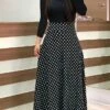 Women's Casual Dress Sheath Dress Long Dress Maxi Dress Black And White Color Bar Dots Long Sleeve Floral Print Crew Neck Summer Dress Daily Spring Dress Fall Slim S M L XL XXL XXXL 4XL