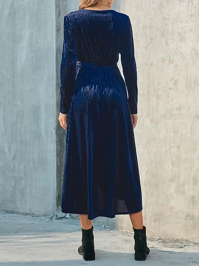 Women's Party Dress Velvet Dress Cocktail Dress Midi Dress Black Wine Brown Long Sleeve Pure Color Lace Up Spring Fall Winter V Neck Fashion Winter Dress Birthday Wedding Guest 2023 S M L XL XXL 3XL 8 Women's Party Dress Velvet Dress Cocktail Dress Midi Dress Black Wine Brown Long Sleeve Pure Color Lace Up Spring Fall Winter V Neck Fashion Winter Dress Birthday Wedding Guest 2023 S M L XL XXL 3XL - Image 6