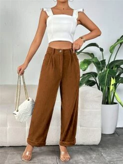 Women‘s Chinos Corduroy Pants Trousers Straight Full Length Micro-elastic High Waist Fashion Streetwear Street Daily Dark Brown S M Fall Winter 12 Women‘s Chinos Corduroy Pants Trousers Straight Full Length Micro-elastic High Waist Fashion Streetwear Street Daily Dark Brown S M Fall Winter -LIGHTINTHEBOX Shop zonbzz1692863146939