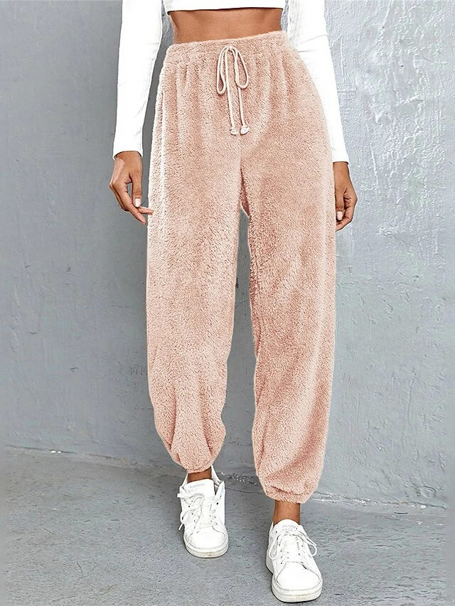 Women's Fleece Pants Sweatpants Chinos Pants Trousers Flannel Dark Brown Black Pink High Waist Fashion Streetwear Daily Wear Vacation Casual Daily Micro-elastic Full Length Comfy Solid Colored XS S M 19 Women's Fleece Pants Sweatpants Chinos Pants Trousers Flannel Dark Brown Black Pink High Waist Fashion Streetwear Daily Wear Vacation Casual Daily Micro-elastic Full Length Comfy Solid Colored XS S M - Image 17