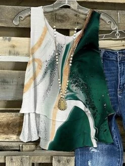 Women's Tank Top Yellow Light Green Royal Blue Graphic Abstract Feather Print Sleeveless Casual Basic Round Neck Regular Fit -LIGHTINTHEBOX Shop zowfjx1684404906634